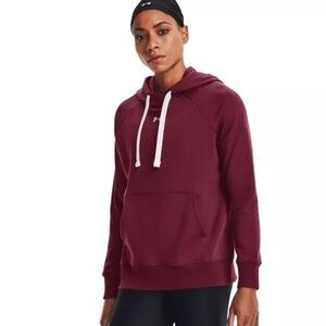 Under Armour Rival Women's League Red Burgundy Cotton Logo‎ Fleece Hoodie Size M